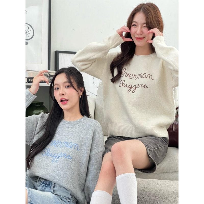 Sydney Sweater (SW-053) เสื้อไหมพรมสเวตเตอร์ปักลาย พร้อมส่ง