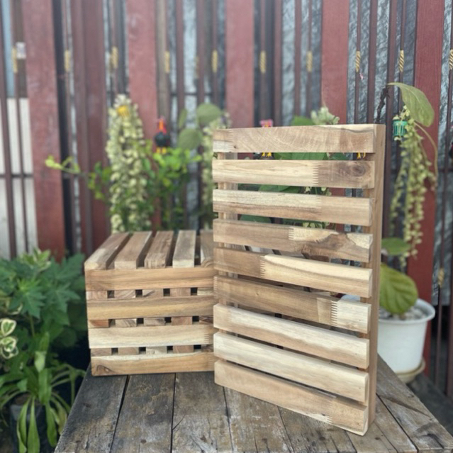 พาเลทไม้ยางพาราประสาน ไม้กระถิน พื้น ทางเดิน ชั้นวางของ เอนกประสงค์ขนาด30x50x6cm. - รูปที่ 5