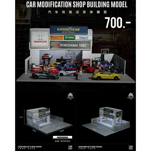MoreArt 1/64 Lighting scene model Car Modification Shop LOT SCENE