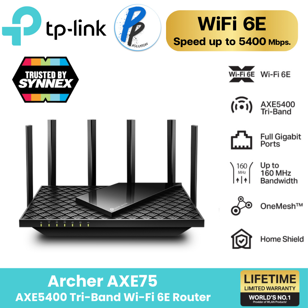 TP LINK Archer AXE75 AXE5400 Tri-Band – เทคโนโลยี WiFi AXE5400 แบบ Tri-Band รับส่งข้อมูลด้วยความเร็ว