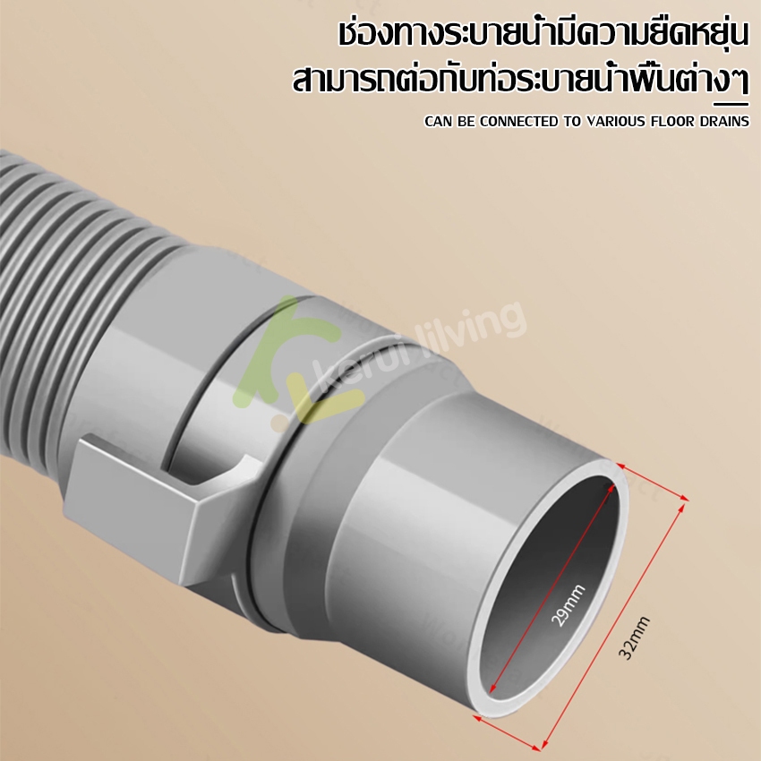 Softkiss สายท่อน้ำทิ้ง ท่อน้ำทิ้ง ท่อน้ำเสีย สำหรับเครื่องซักผ้า ใช้ได้ทุกรุ่น ทุกยี่ห้อ ยาว 1-3 เมตร ท่อระบายน้ำ - รูปที่ 5