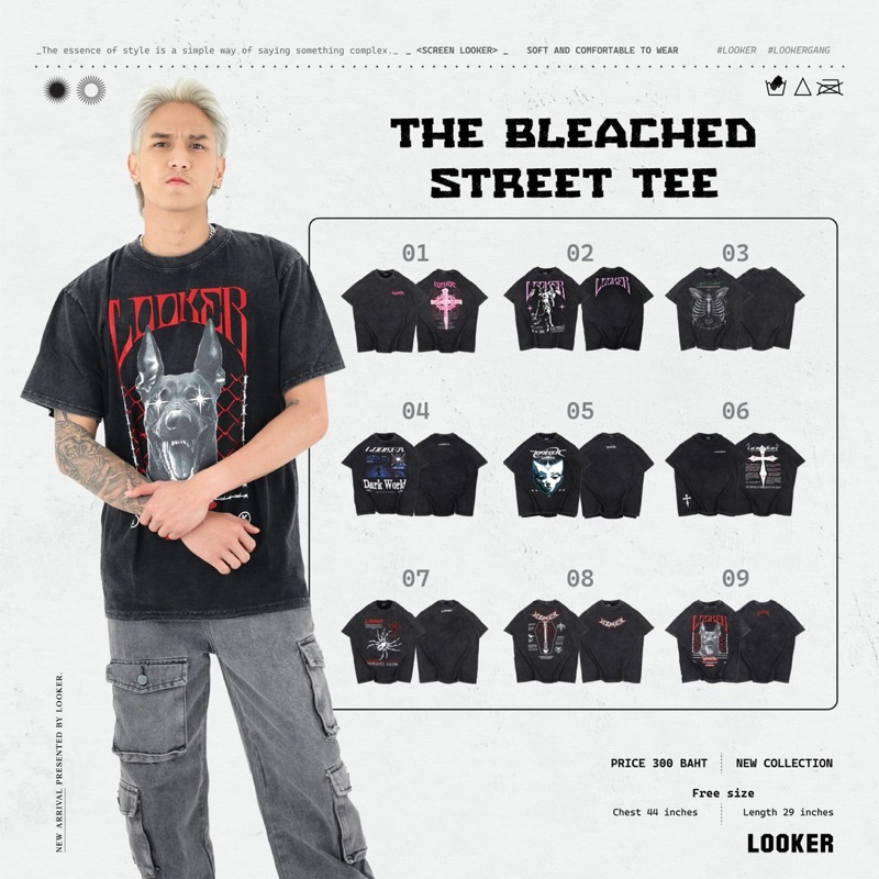 LOOKER - เสื้อยืดผ้าฟอก ลายสกรีน LOOKER® // OVERSIZE VINTAGE TEE //