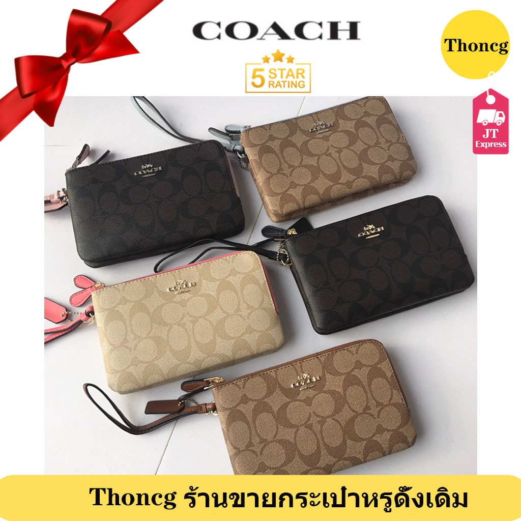 พร้อมส่ง กระเป๋าสตางค์ผู้หญิง Coach แท้ คลัทช์ กระเป๋าคล้องมือ กระเป๋าใส่เหรียญ F87591