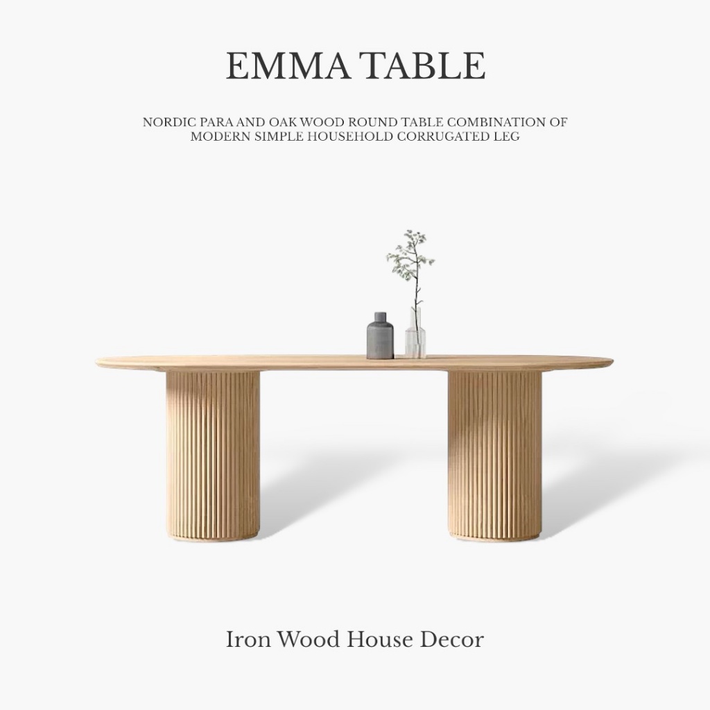 Iron Wood House โต๊ะขาลูกฟูก EMMA TABLE โต๊ะแคปซูล โต๊ะอาหาร ผลิตจากไม้ยางพารา