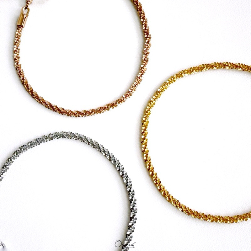 Jane 14k bracelet. (สร้อยข้อมือลายเกรียว ตัวเรือนสแตนเลสใส่ลุยได้ไม่ต้องระวัง ไม่ลอกไม่ดำ)