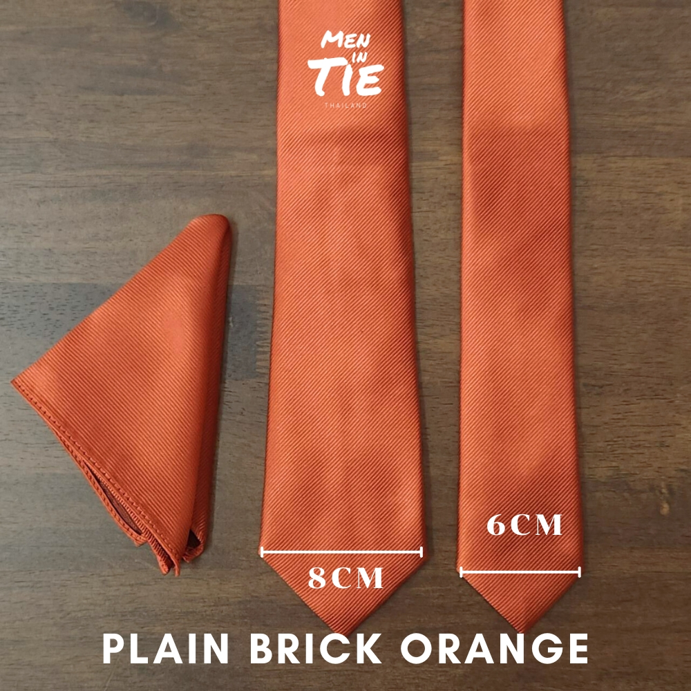 MEN IN TIE เนคไทแบบผูกเองสีส้มอิฐ  รุ่น Plain Brick Orange  กว้าง 8cm 6cm