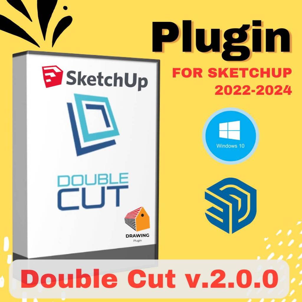 🙏D0uble Cut v2.0.0 (เจาะส่วนประกอบ (หน้าต่าง ประตู) ผ่านผนังหนาได้โดยอัตโนมัติ!) | Plugin for SU 202