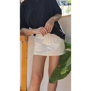 มินิคาโก้ กระโปรงยีนส์คาโก้เอวต่ำ (กระโปรงกางเกง) xs-xl