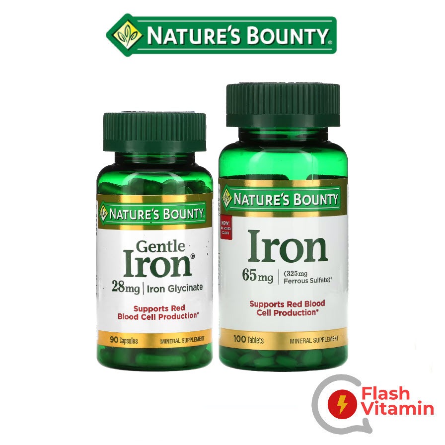 < พร้อมส่ง > Nature's Bounty, Gentle Iron, 28 mg และ Iron, 65 mg / ธาตุเหล็ก
