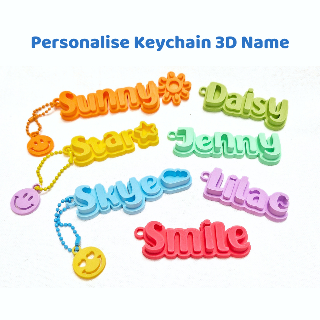 พวงกุญแจชื่อ 3D แบบมีขอบ สีพาสเทล (สีเดียว) สั่งทำชื่อตัวเอง custom keychain ป้ายชื่อตัวเอง (KC02)