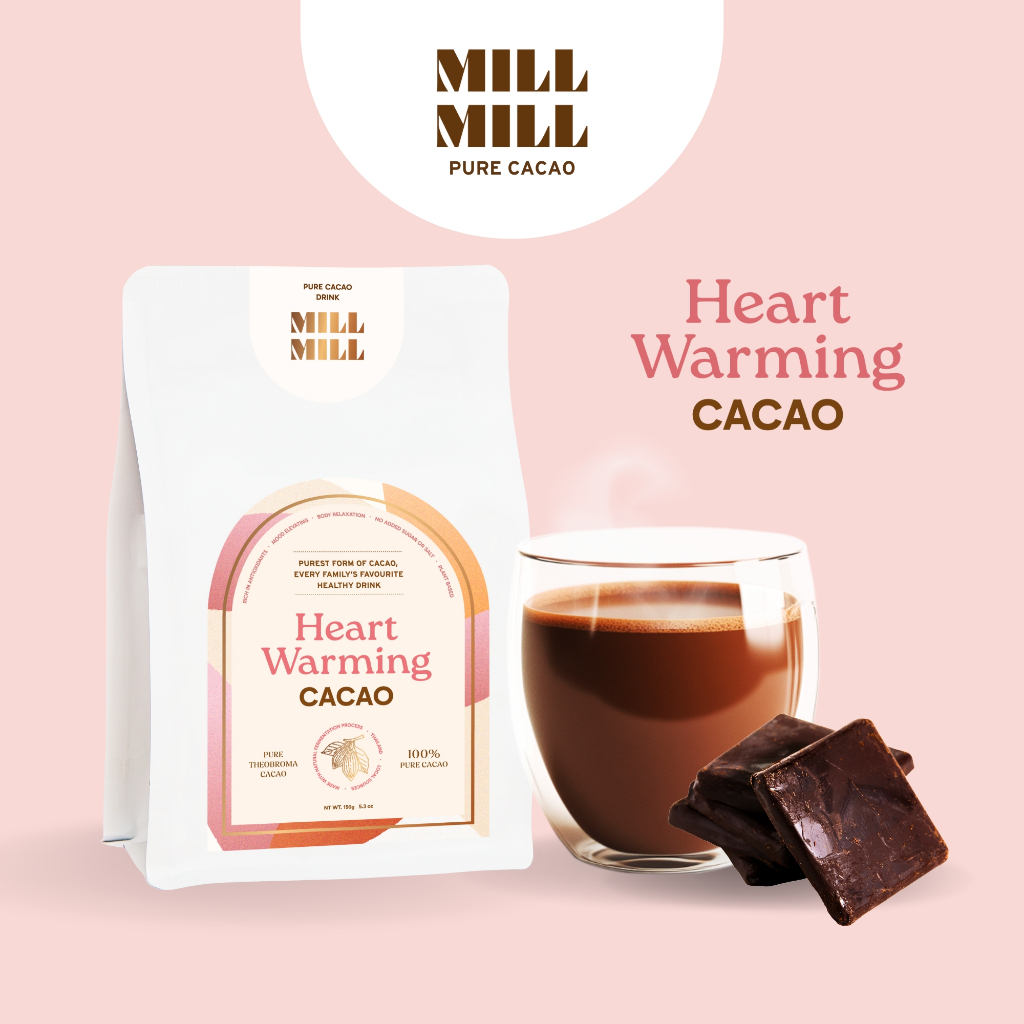 Mill Mill Pure Cacao คาเคา บาร์ ชงดื่ม คาเคาบริสุทธิ์ ไม่ผ่านความร้อนสูง 100% เพื่อสุขภาพ โกโก้ ชงดื