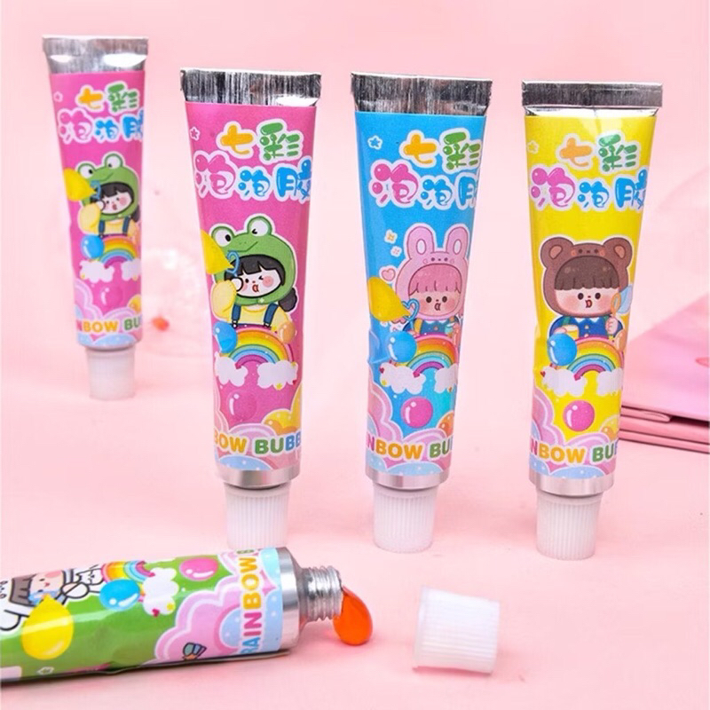 (พร้อมส่ง )เป่าฟองของเล่นลูกโป่งฟองยืดหยุ่นพร้อมหลอดการ์ตูนที่ถอดออกได้ฟองที่มีสีสันเป่าสําหรับเกมนอกของขวัญวันเกิด