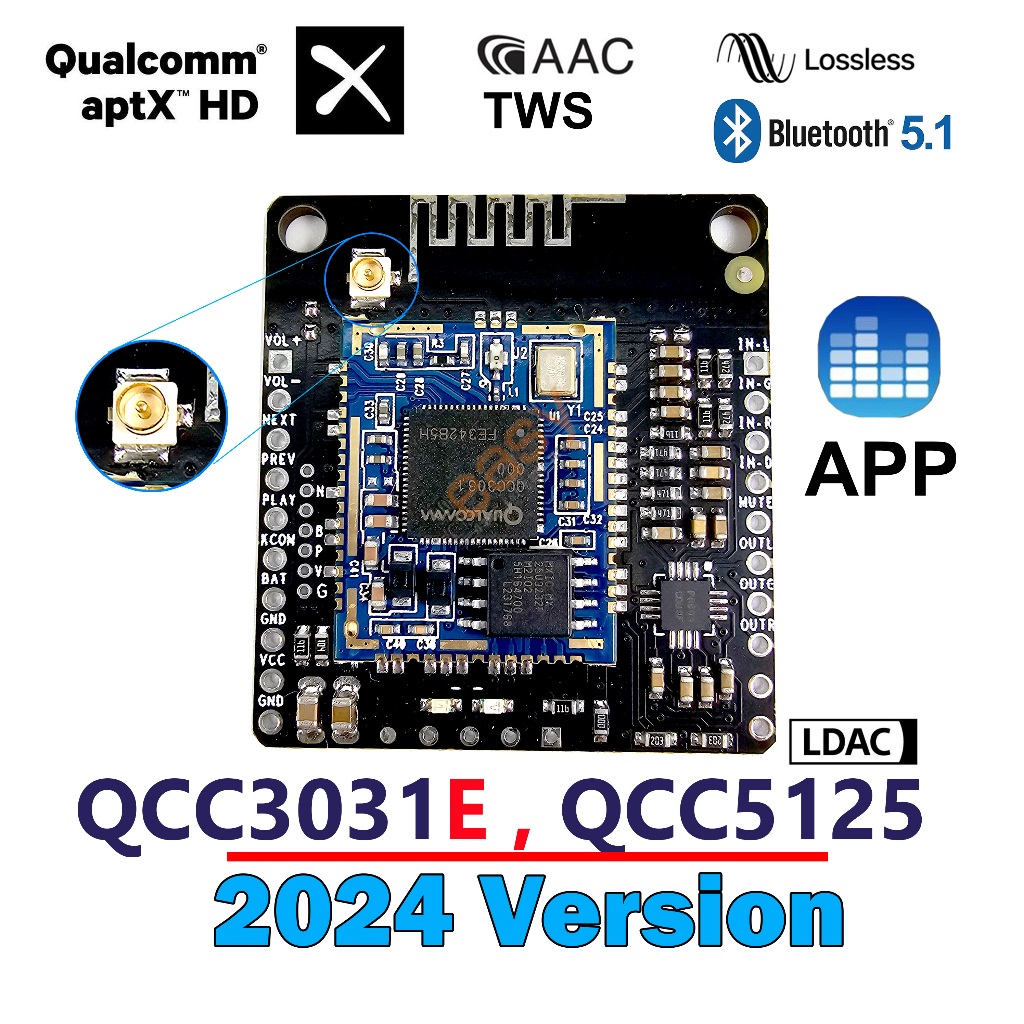 QCC3031 , QCC5125 (LDAC) รุ่นใหม่ เปลี่ยนชื่อผ่าน APP Bluetooth 5.1 เสียงดีมาก APTXHD Lossless