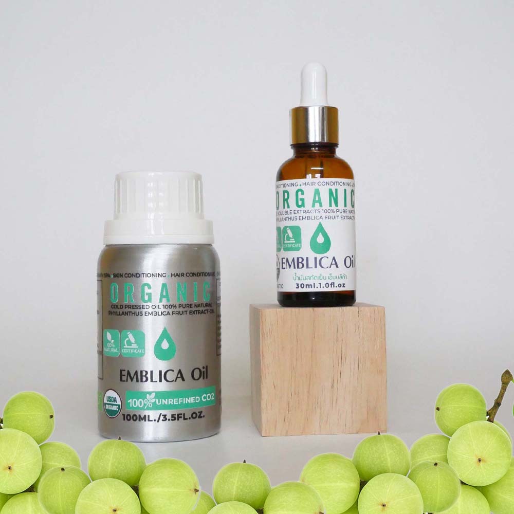 เอ็มบลิก้าออยล์ น้ำมันสกัดเย็น ออร์แกนิค บำรุงผิวหน้า เส้นผม  30-100กรัม Amla Oil Organic Cold Pressed CO2 100%