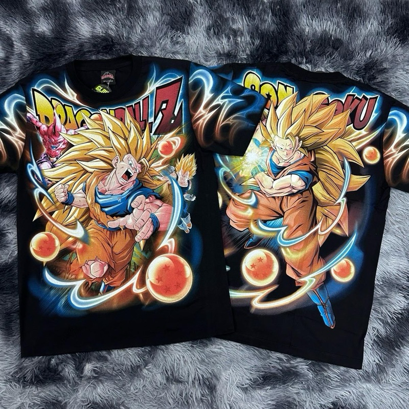 เสื้อยืดOVP โงกุนร่างไซย่า3 เรืองแสงป้ายRockTees ผ้าคอตตอน 100