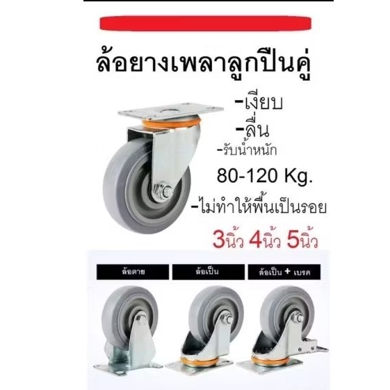 ล้อยางTPR. ล้อรถเข็น ลูกล้อยาง ล้อขนาด ล้อ3นิ้ว / ล้อ4นิ้ว / ล้อ5นิ้ว ราคาต่อ 1 ล้อครับ  เงียบ ลื่น เสียงไม่ดัง