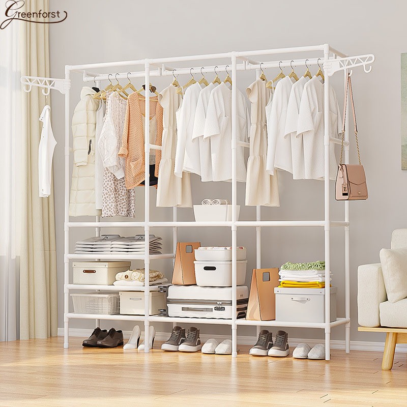 Greenforst ราวแขวนผ้า ราวตากผ้า ตู้แขวนผ้าประหยัดพื้นที่ พร้อมตะขอแขวน รุ่น 2064