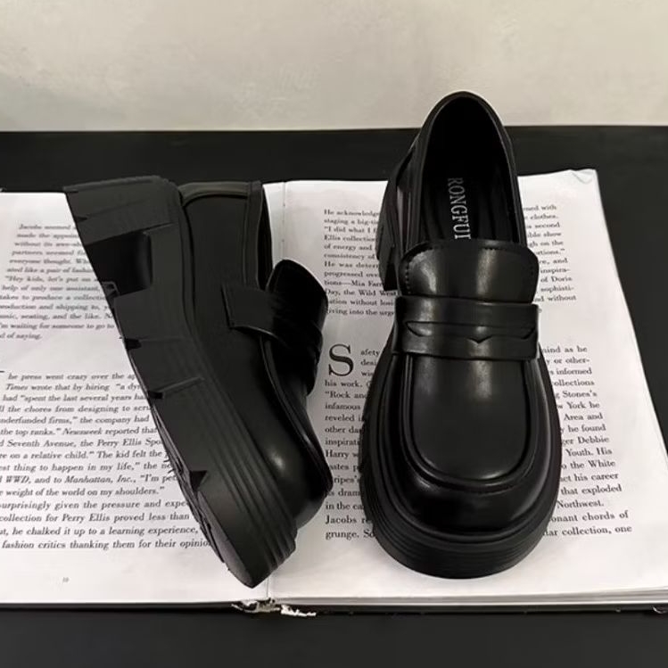 OhBlablaShoes  *NEW*  พร้อมส่ง รองเท้าคัชชู หุ้มส้น  (สูง6.5cm.)(sz.35-40) สีดำ