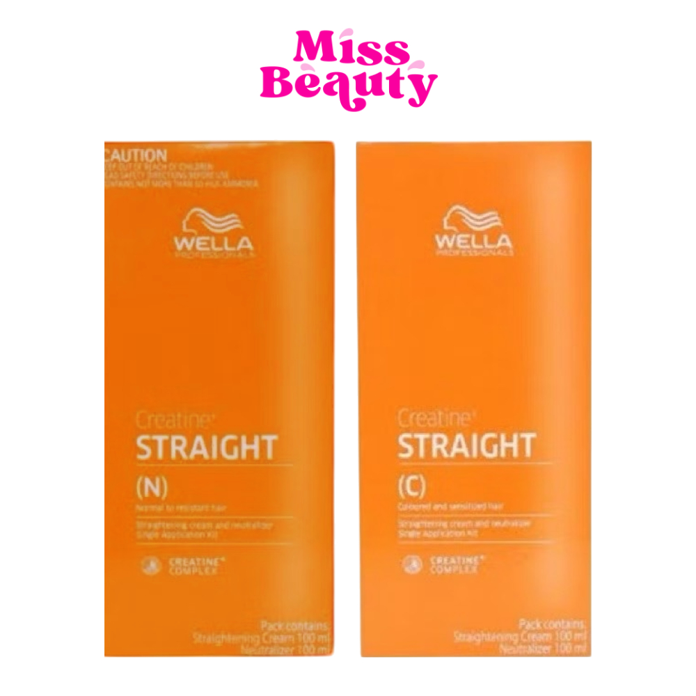 Wella Hair Straightening Cream Creatine Straight Neutralizer Single Application Kit ครีมยืดผม เวลล่า ครีเอทีน+ สเตรท
