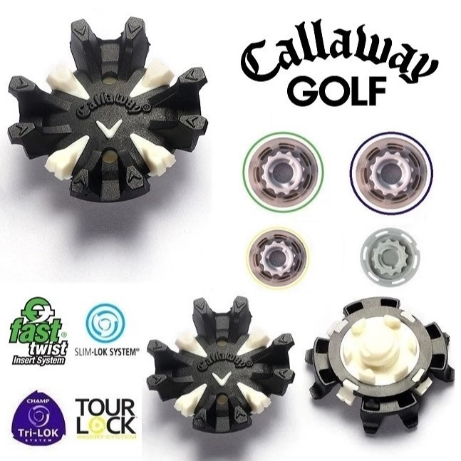 หมุดรองเท้ากอล์ฟ Callaway Golf Spikes Fast Twist Tri Lok Tour Lock Slim Lok ระบบแทรก กันลื่น รองเท้ากอล์ฟ Golf Cleats