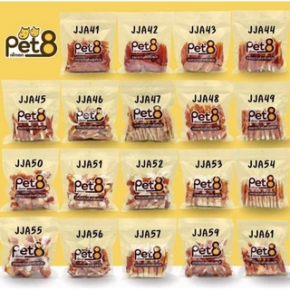 Pet8.ขนมสุนัขทำจากไก่แท้ๆ ปริมาณ 400 กรัม.นิ่มหอมอร่อยเคี้ยวง่าย