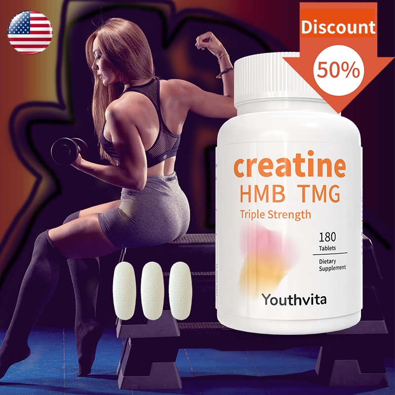 Youthvita ครีเอทีน มอนอไฮเดรต Micronized Creatine Monohydrate with HMB & TMG สนับสนุนการเจริญเติบโตของกล้ามเนื้อ และประส