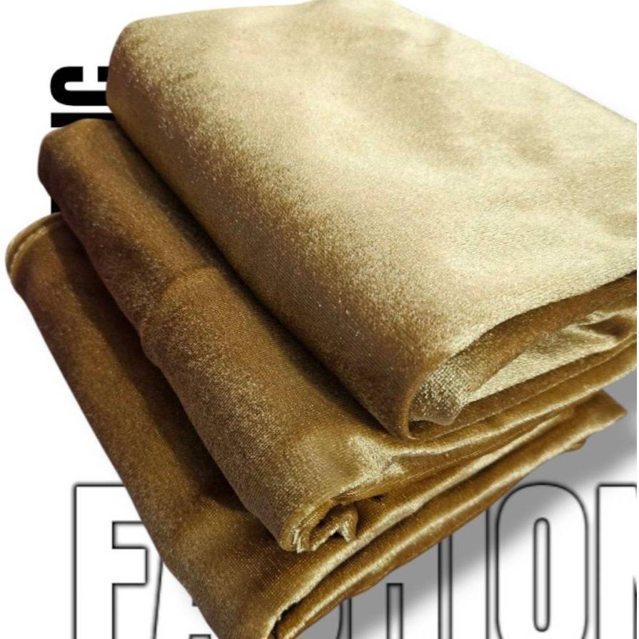 04KK3105 ผ้ากำมะหยี่ หน้าเดียว เนื้อบาง เนื้อนุ่ม มันวาว เป็นประกาย สีทอง (มีหลายขนาดให้เลือก)