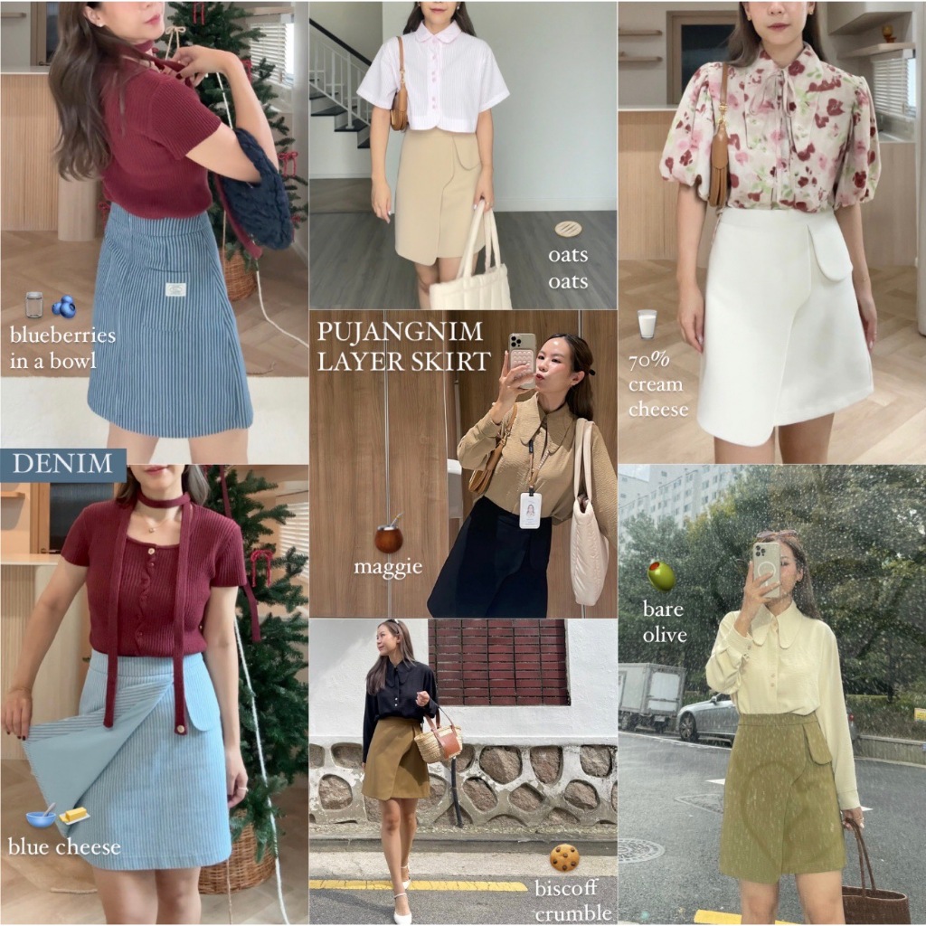 janunstudio - PUJANGNIM LAYER SKIRT 7 สี (กระโปรงผู้หญิง  มีเลเยอร์ มีกางเกงซับใน ผ้าไม่ยับ อยู่ทรง อัดกาวทั้งตัว)