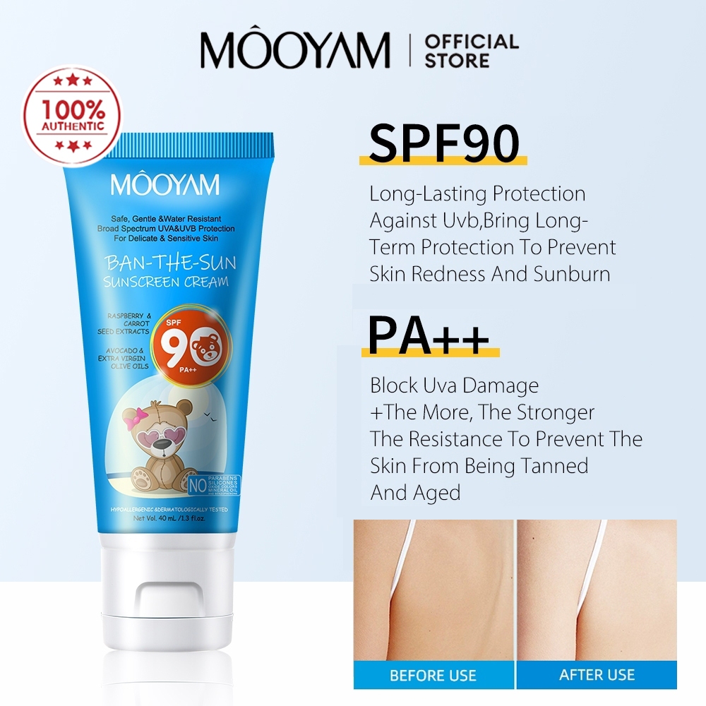 MOOYAM Natural Sunscreen ครีมกันแดด SPF90 PA +++ น้ำมันฟรีสูตรป้องกันรังสี UVA/UVB ป้องกันแสงแดด 40g