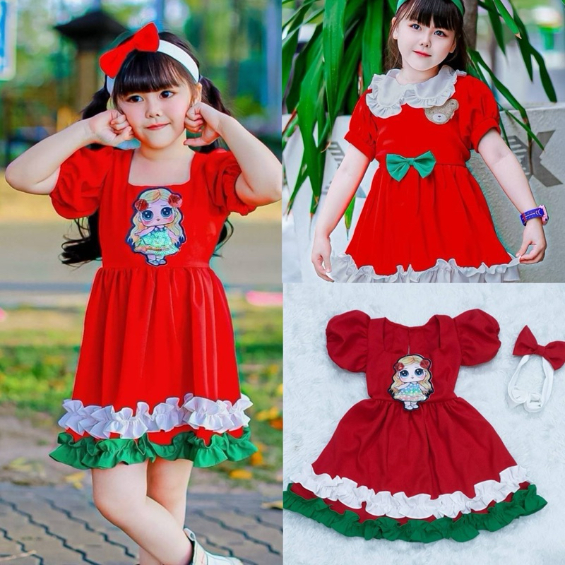 รหัสing ชุดคริสต์มาสเด็กผู้หญิงแบบกระโปรงมีไซส์S-2xl
