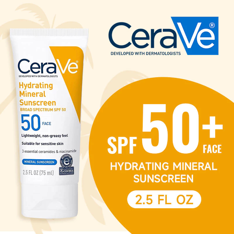 แท้ ,CeraVe Hydrating Mineral Sunscreen BROAD SPECTRUM SPF 50/ 75ml