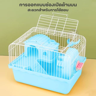 Winky Wink🐹กรงแฮมเตอร์ กรงหนู กรงสัตว์เลี้ยง กรงหนูตะเภา 2 ชั้น แบบพกพา พร้อมอุปกรณ์ กรงเม่น Hamster Cage