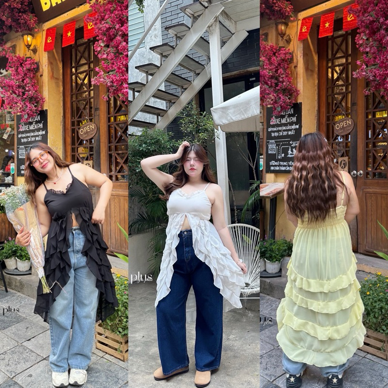 ✅เข้าเพิ่ม(LD) เดรสสายเดี่ยว แมงกระพรุน ผ้าชีฟอง กุยกายมากแมทซ์กับยีนส์เก๋มากสาวๆ เสื้อผ้าสาวอวบอ้วน พลัสไซส์ ไซส์ใหญ่