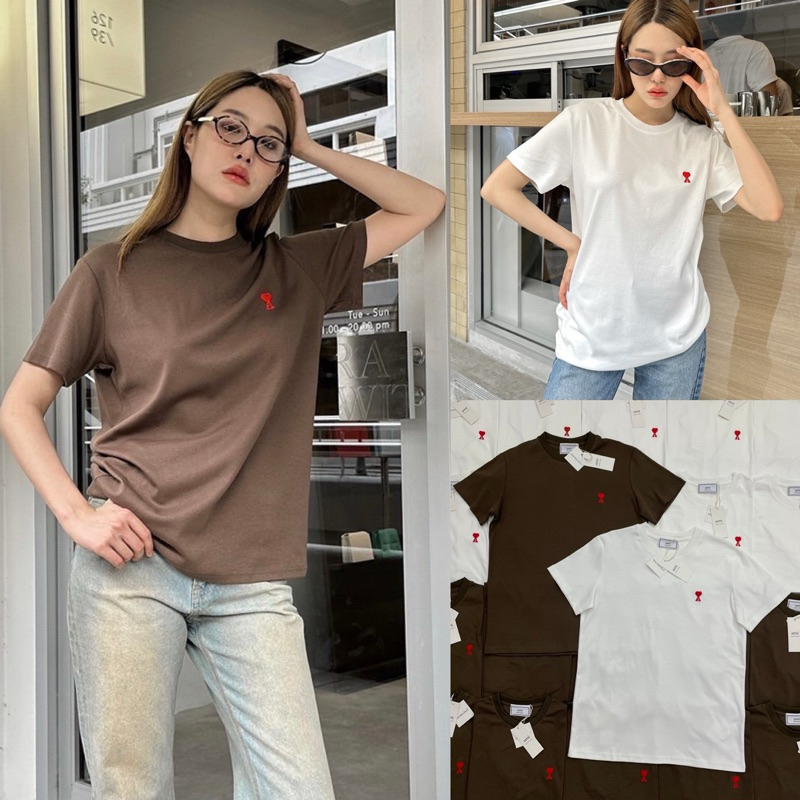 Am T-shirt เสื้อยืดรุ่นใหม่ น่ารักสุดๆ ดีเทลลายหัวใจที่อกงานชนช็อป ใส่แล้วเป๊ะ คอมเฟริม