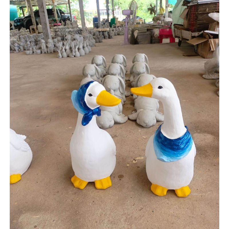 เป็ดปูนปั้นตกแต่งประดับสวนสไตล์คลาสสิค,วินเทจ,อังกฤษ,มินิมอล,สีสันขนาดL
