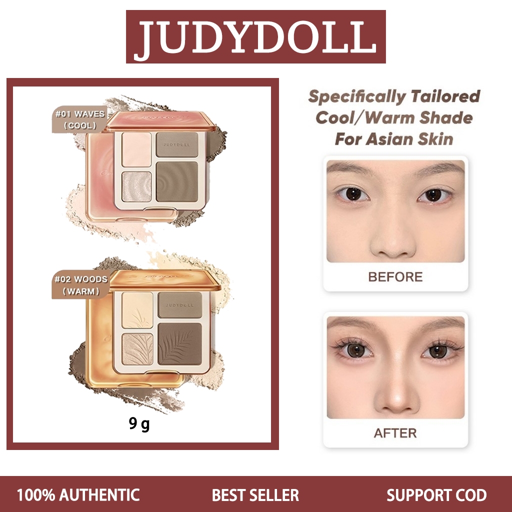 ของแท้ 100% JUDYDOLL Highlighter & Contour ไฮไลท์และคอนทัวร์พาเลต 9g จูดี้ดอล กันน้ำ ติดทนนาน เครื่องสำอาง