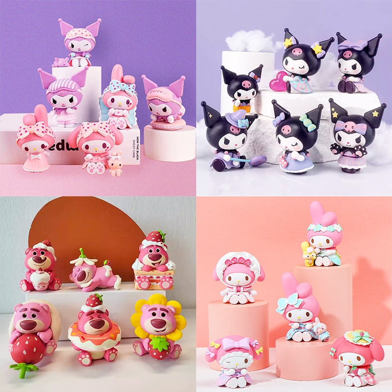 💥พร้อมส่ง💥Sanrio โมเดลฟิกเกอร์ Kuromi/Melody ตุ๊กตาของเล่นสําหรับของขวัญเด็กคอลเลกชันเครื่องประดับรถบ้านเค้กตกแต่ง