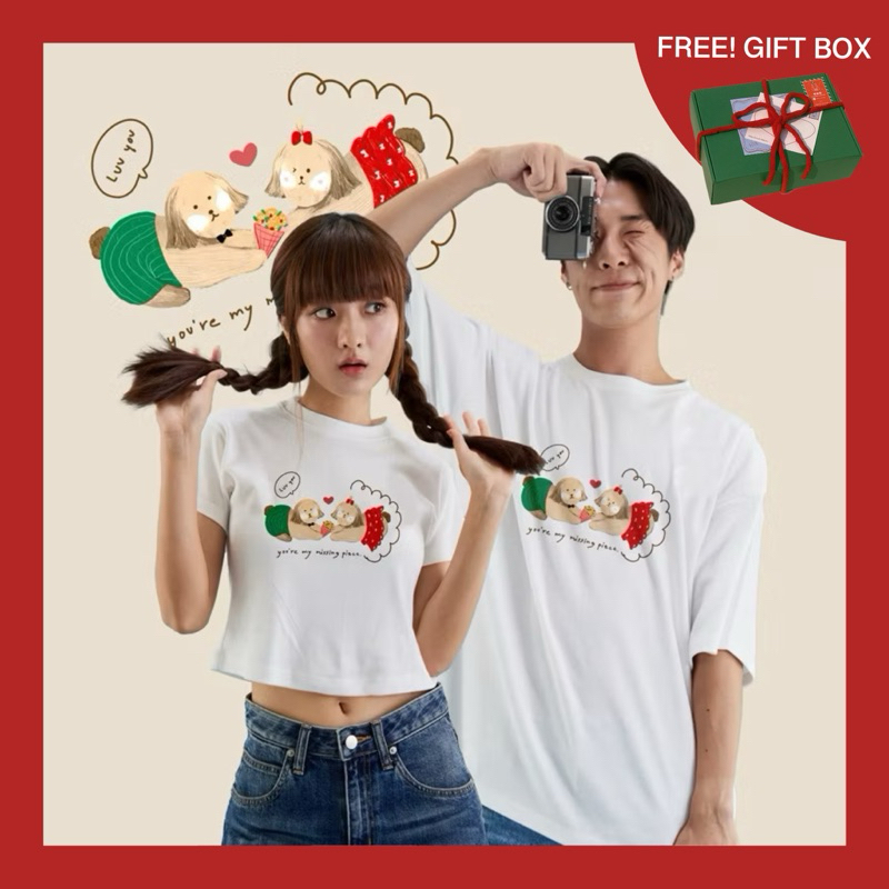เสื้อคู่พร้อมส่งลาย My Missing Piece ผ้านิ่มไม่ย้วย เสื้อคู่ เสื้อยืด เสื้อครอป เสื้อโอเวอร์ไซส์