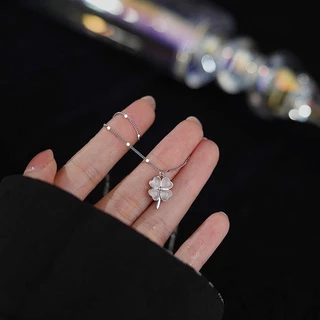 Jewelry Lucky Stone Necklace สร้อยคอทองคำขาว สร้อยหินนำโชค X008L