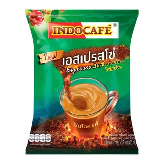 อินโดคาเฟ่ เอสเพรสโซ่ 3 อิน 1 กาแฟปรุงสำเร็จชนิดผง แพ็ค 27 ซอง อร่อยเข้ม ไม่เปรี้ยวจ้า