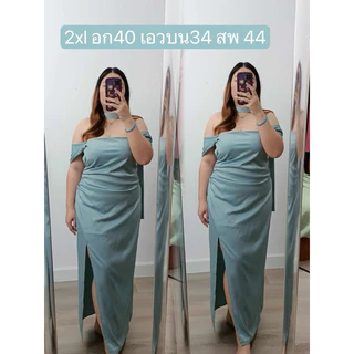 ชุดไปงาน ชุดเดรสใส่ออกงาน เดรสเปิดไหล่ออกงาน ผู้หญิง เสื้อผ้า G114 s m l xl 2xl