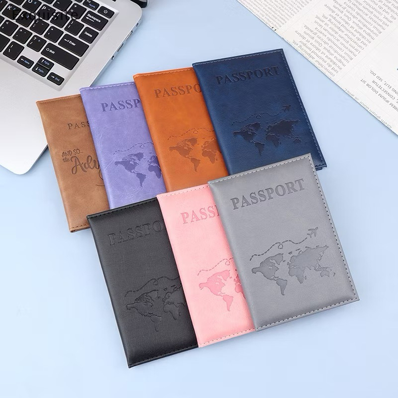 ✅ ขายดี มีพร้อมส่ง ปกใส่หนังสือเดินทาง Passport หนังพียู ลายเครื่องบินและแผนที่โลก