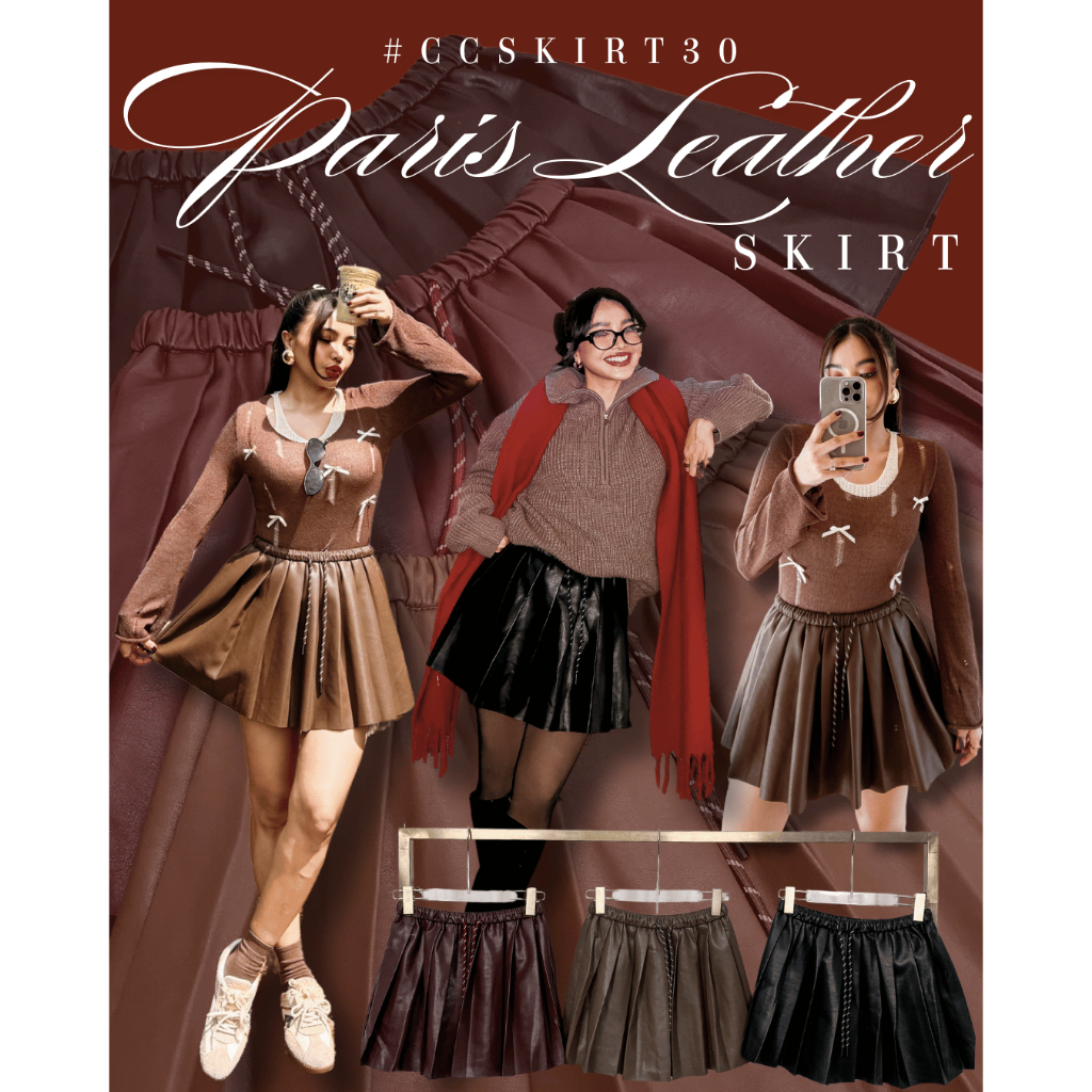 Chuuclothing Paris leather skirt [สินค้าพร้อมส่ง] เก็บโค้ดลด 30% สูงสุด 600 ฿ ที่หน้ากิจกรรม