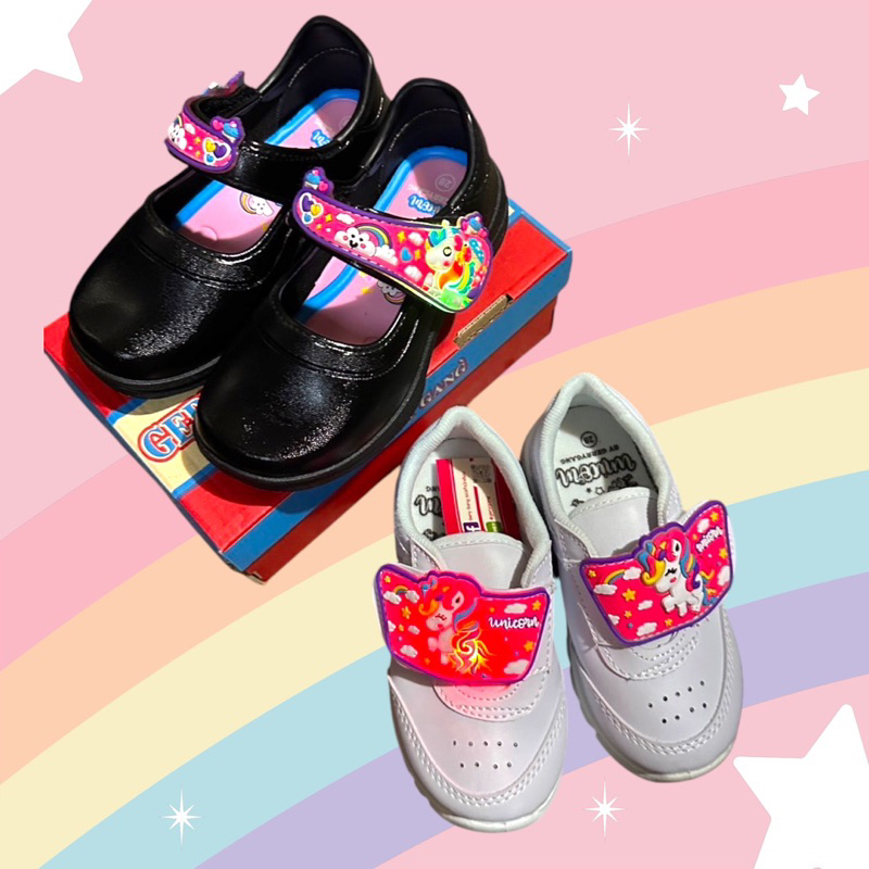 รองเท้านักเรียน อนุบาล ลายยูนิคอร์นมีไฟ เบอร์25-34