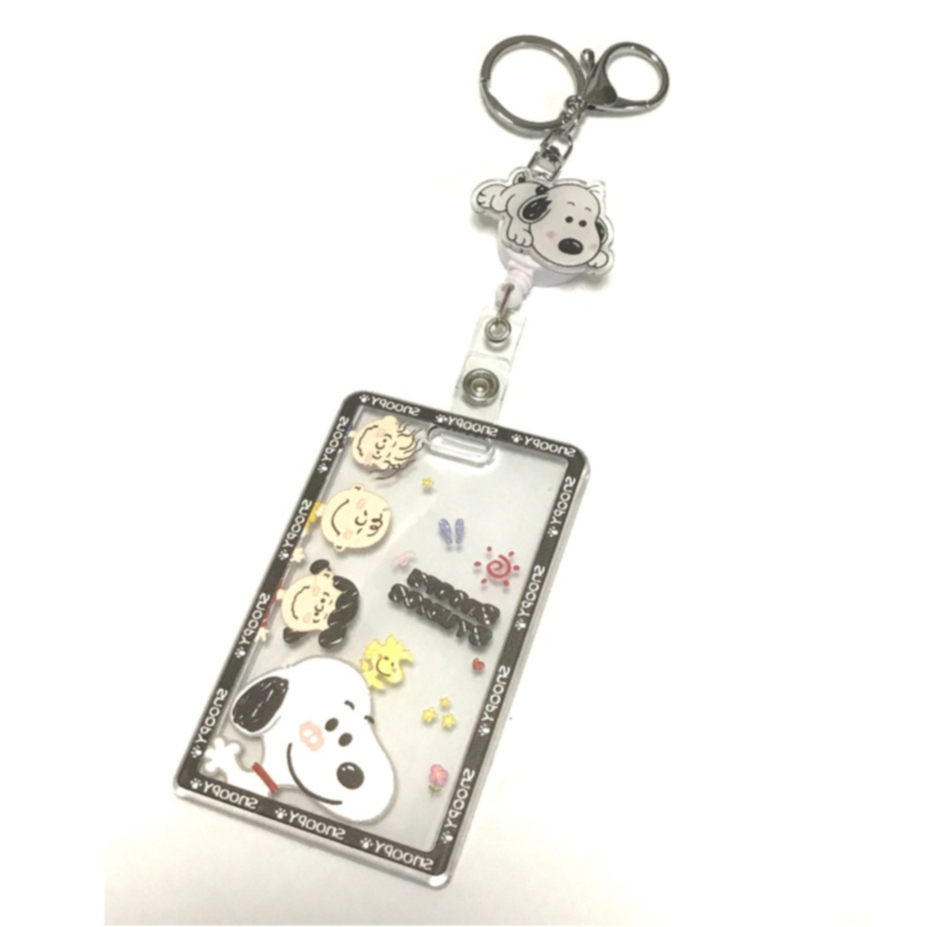 SNOOPY C ที่ใส่บัตร ที่ห้อยบัตร พร้อมที่ใส่บัตร สายห้อย ป้ายเล็ก สายโยโย่ มีก้ามปูสวยงาม SNY ที่ใส่บัตรขนาด5.5x8.5CM 811