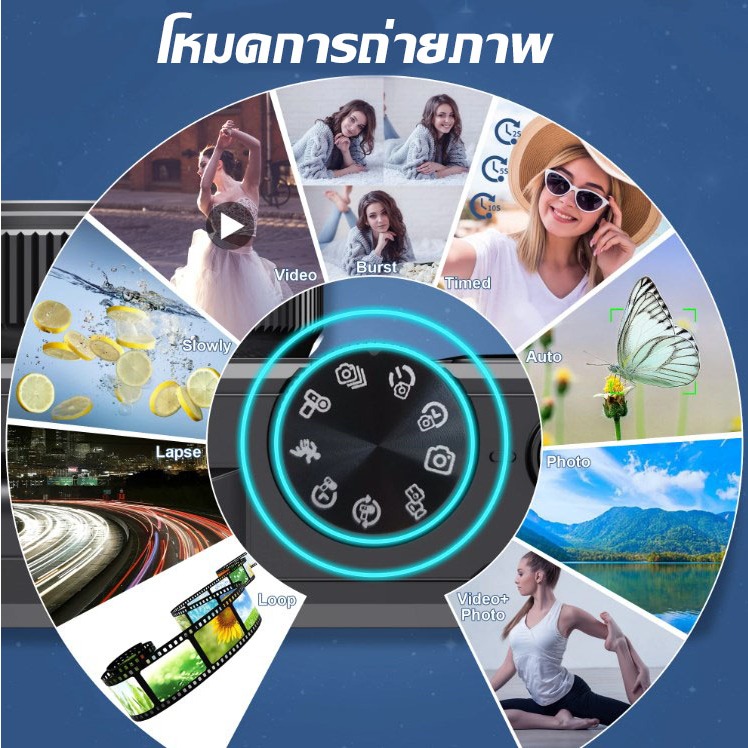 กล้องดิจิตอล WIFI Digital Camera 64MP 4K 18X กล้องเซลฟี่หน้าจอพลิกได้ 180° กล้องถ่ายวิดีโอรูป Vlogกล้องสำหรับการเดินทาง