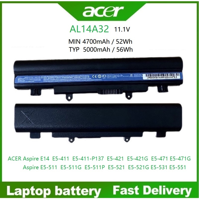 ☸NEW Acer แบตเตอรี่เอเซอร์ AL14A32 E5-411 E5-421G E5-431 E5-471 E5-511 E5-521 E5-531G E5-551 AL14A32