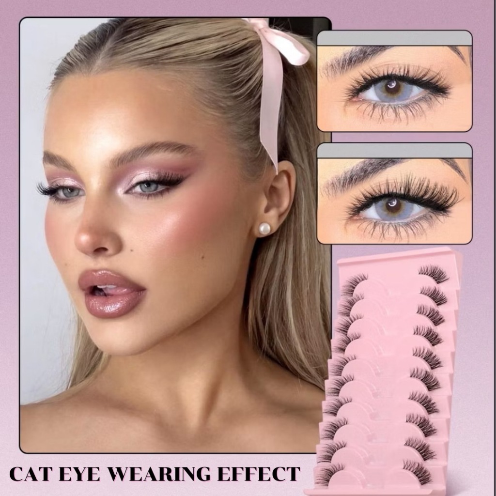 CAT EYE WEARING EFFECT ขนตาปลอม สไตล์สายฝอ ให้ลุคหางตาสุดเฉี่ยว ขนตาทรงแคทอาย เซ็กซี่แบบเบาๆ เบาสบายตา ติดง่าย แกนใสนิ่ม