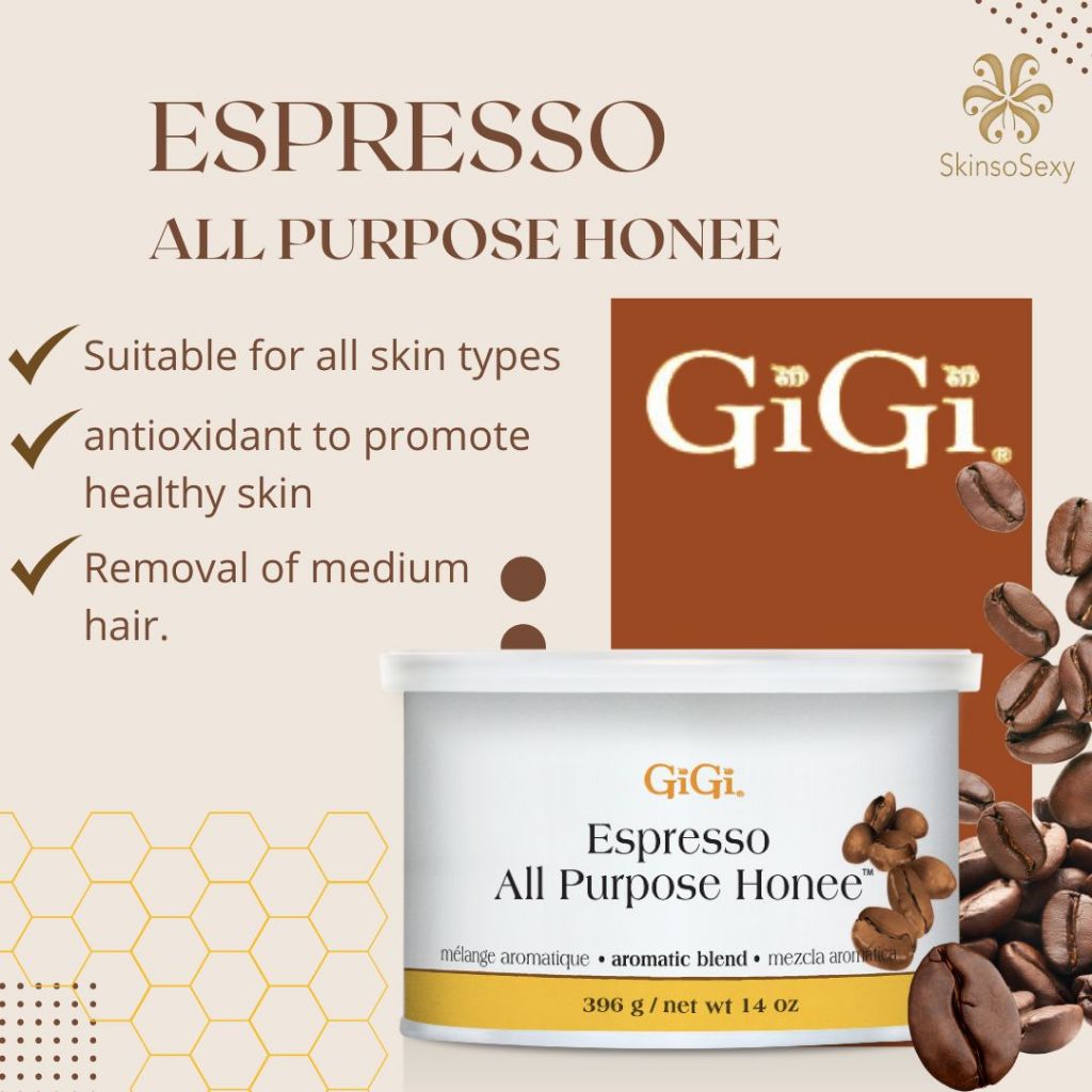 GiGi Espresso All Purpose Honee / จีจี้ เอสเปรสโซ ออล เพอร์โพส ฮันนี่ / เเว็กซ์ร้อนสำหรับมืออาชีพ 14oz USA