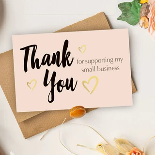 THANK YOU CARD การ์ดขอบคุณ สำหรับร้านค้า แทนคำขอบคุณ บรรจุ50ใบ/แพคกระดาษแข็ง พร้อมส่ง🇹🇭